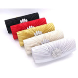 Satin Wedding Clutch Rhinestone Handbag Chain Party Purse