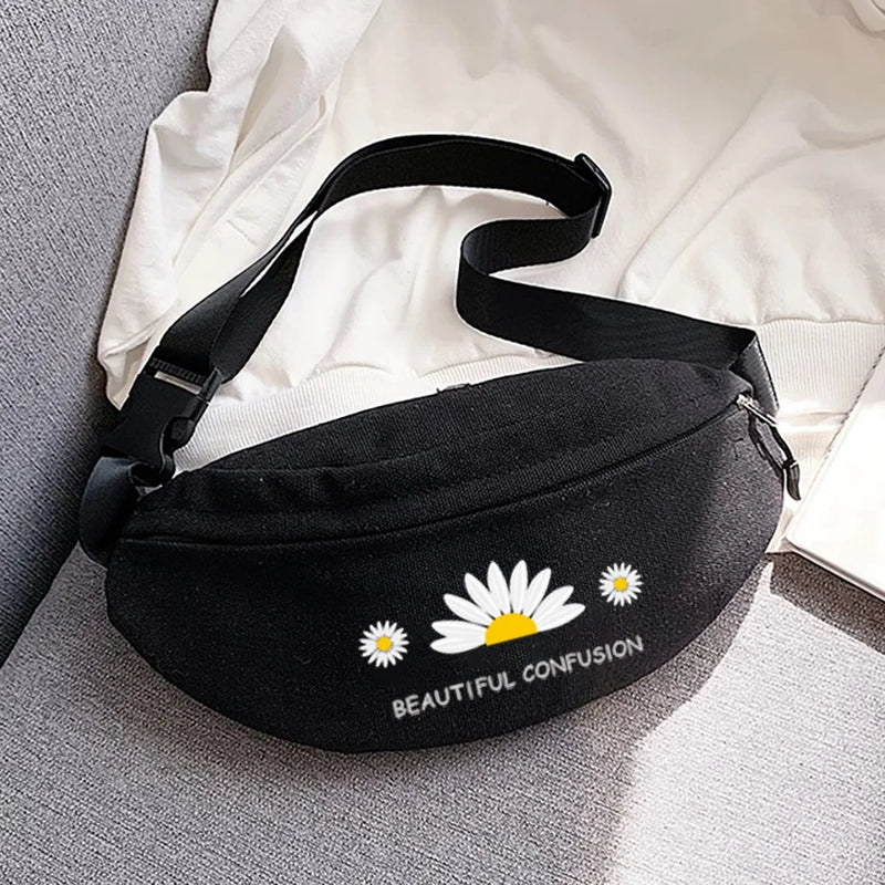 Daisy Printed Fanny Pack Chest Bag Outdoor Sports Satchel