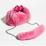 Faux Fur Handle Handbag Small Purse Tote Girls Crossbody Bag