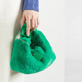 Faux Fur Handle Handbag Small Purse Tote Girls Crossbody Bag