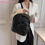 Waterproof School Backpack for Women Students Quilted Zipper Casual Bag