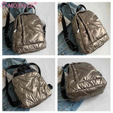 Waterproof School Backpack for Women Students Quilted Zipper Casual Bag