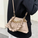 Women Fold Shoulder Bags Lady Handbags Purse Clutch Chain Cloud Underarm Crossbo