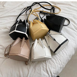 Women Summer Bucket Bag PU Leather Shoulder Bags Crossbody Messenger Totes