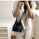 Women Summer Bucket Bag PU Leather Shoulder Bags Crossbody Messenger Totes