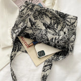 Women Forest Jacquard Canvas Shoulder Shopping Bag Casual Ladies Large Capacity