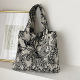 Women Forest Jacquard Canvas Shoulder Shopping Bag Casual Ladies Large Capacity