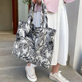 Women Forest Jacquard Canvas Shoulder Shopping Bag Casual Ladies Summer Beach