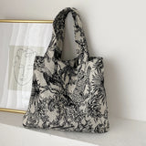 Women Forest Jacquard Canvas Shoulder Shopping Bag Casual Ladies Summer Beach