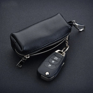 Leather Car Keychain Cover Zipper Case Key Bag Key Chain Pouch Key Holder