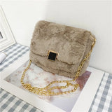 Plush Fur Crossbody Bag Soft Shoulder Purse Chain Satchel