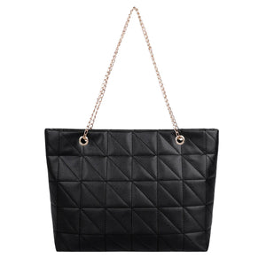 Women Grid Embroidery Thread Quilted Handbag Lady Casual Solid PU Leather Thin C