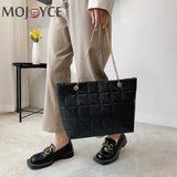 Women Grid Embroidery Thread Quilted Handbag Lady Casual Solid PU Leather Thin C