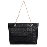 Women Grid Embroidery Thread Quilted Handbag Lady Casual Solid PU Leather Thin C