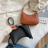 Women Half Moon Shoulder Bags Female Hobos Soft PU Leather Bucket Bag