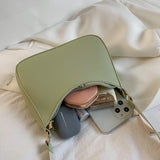 Women Half Moon Shoulder Bags Female Hobos Soft PU Leather Bucket Bag