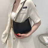 Women Half Moon Shoulder Bags Female Hobos Soft PU Leather Bucket Bag