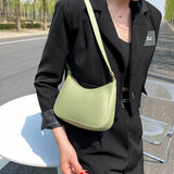 Women Half Moon Shoulder Bags Female Hobos Soft PU Leather Bucket Bag