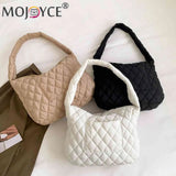Women Tote Bag Cotton-padded Down Quilted Rhombic Lattice for Winter
