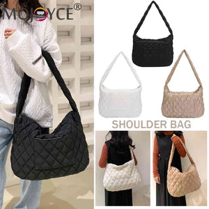 Women Tote Bag Cotton-padded Down Quilted Rhombic Lattice for Winter