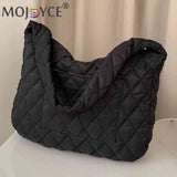 Women Tote Bag Cotton-padded Down Quilted Rhombic Lattice for Winter