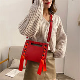 Women Drawstring Crossbody Bag High Capacity Square Bag