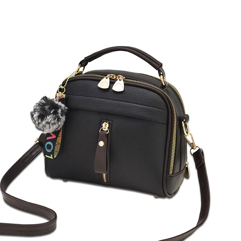 PU Leather Women Messenger Bags With Ball Toy Female Shoulder Bags