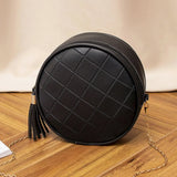 Round Tassel Messenger Bag Mini Solid Circular Small Crossbody Bag