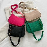 Women Handbag Green Chain Shoulder Pouch Leather Tote Bag