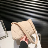 Quilted Top-handle Travel Purse Soft Nylon Bag for Autumn Winter