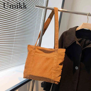 Corduroy Vintage Clutch Purse Large Capacity Zipper Tote