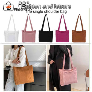 Corduroy Vintage Clutch Purse Top-handle Bag Large Capacity Zipper