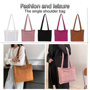 Corduroy Clutch Purse Vintage Top-handle Bag Large Capacity Zipper