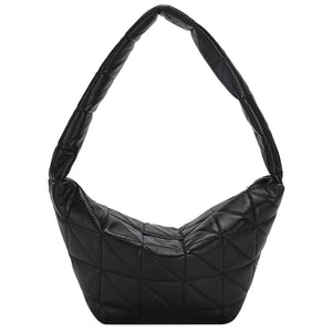Women Quilted Shoulder Bag PU Leather Hobos Armpit Bag