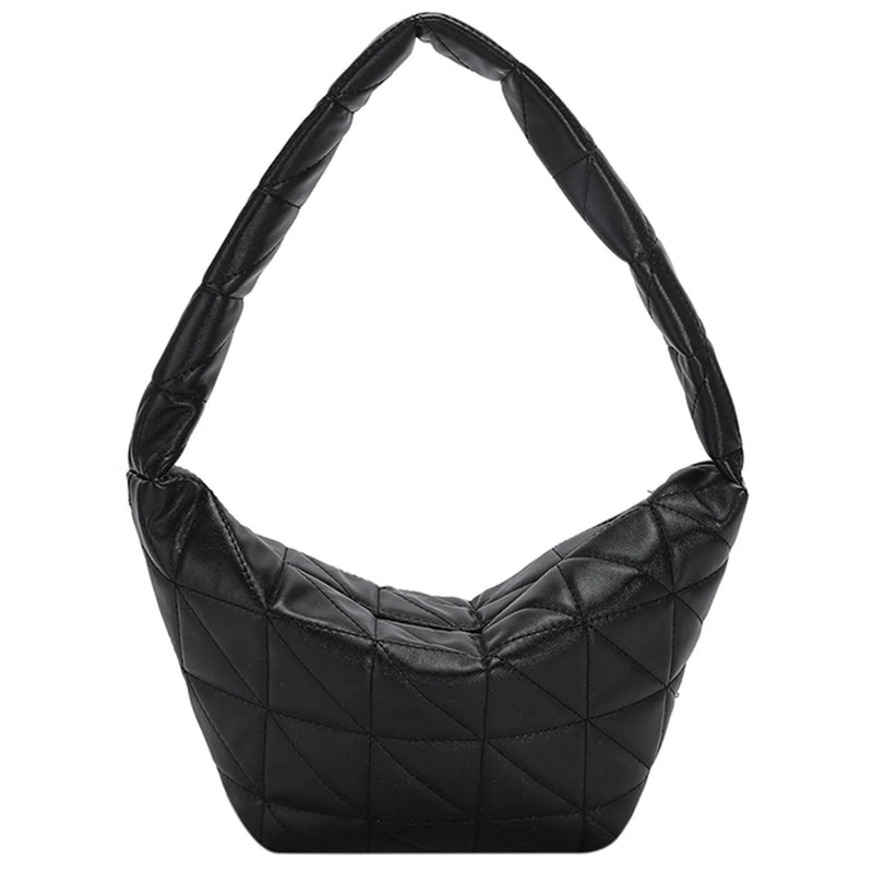 Women Quilted Shoulder Bag PU Leather Hobos Armpit Bag