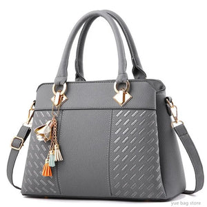 Tassel PU Leather Totes Bag Top-Handle Embroidery Crossbody Bag