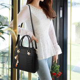 Tassel PU Leather Totes Bag Top-Handle Embroidery Crossbody Bag
