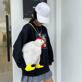 Hen Shape Plush Bag Chicken Shoulder Work Travel Satchel for Women