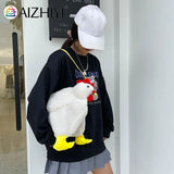 Hen Plush Shoulder Crossbody Messenger Bag Ladies Small Purse Handbags