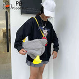 Hen Shape Plush Shoulder Crossbody Messenger Bag Fun Casual Ladies