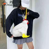 Hen Shape Plush Shoulder Crossbody Messenger Bag Fun Casual Ladies
