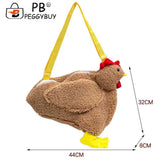 Hen Shape Plush Shoulder Crossbody Messenger Bag Fun Casual Ladies