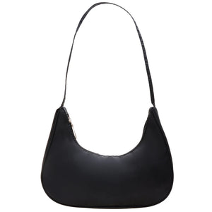 Nylon Hobo Shoulder Bag for Women Solid Crescent Underarm Tote