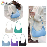 Nylon Hobo Shoulder Bag for Women Solid Crescent Underarm Tote