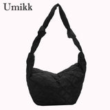 Women Solid Cotton Padded Hobos Handbags Casual Shoulder Totes Bags