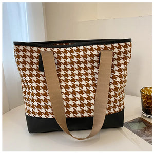 Houndstooth Tote Bag Large Capacity Handbag
