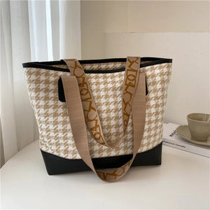 Houndstooth Tote Bag Large Capacity Handbag