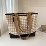 Houndstooth Tote Bag Large Capacity Handbag