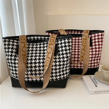 Houndstooth Tote Bag Large Capacity Handbag
