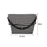 Women Canvas Houndstooth Shoulder Bag Chain Tote Handbag
